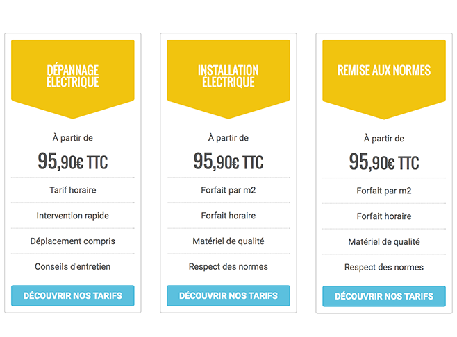 Tarifs Electriciens